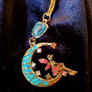 Crystal fairy on the moon necklace